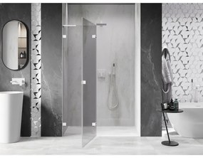 Mexen Lunar L, ľavé otočné sprchové dvere 135 cm, 8mm číre sklo, biely profil, 834L-135-000-20-00-L