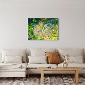Sklenený obraz ryžových polí z vtáčej perspektívy (70x50 cm)
