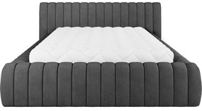 Tmavosivá čalúnená dvojlôžková posteľ s úložným priestorom s roštom 140x200 cm Carilla – ELTAP