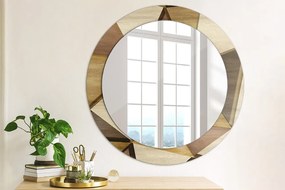 Okrúhle ozdobné zrkadlo Geometrické 3d drevo fi 70 cm