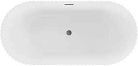 Mexen Paola, voľne stojaca vaňa, drážkovaná, 170 x 80 cm, biela lesklá, brúsený grafit, 52721708000-66