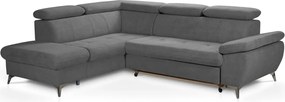 Rohová sedacia súprava Gisele, stredne šedá látka, ľavý roh