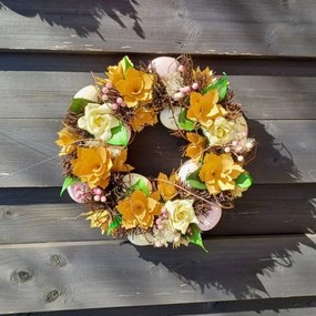 DECOLED Veľkonočný veniec, 30 x 8 cm, žlté kvety