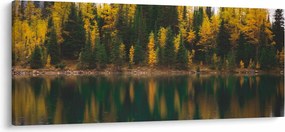 Obraz lesného jazera (120x50 cm)