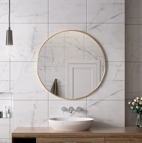 Erga Round, okrúhle zrkadlo 90cm, zlatý rám, ERG-V01-ROUND-9090-GD