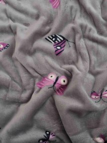 Baránková deka mikroplyš Exclusive 150 × 200 cm – Motýliky sivé