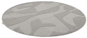 Sivý vlnený okrúhly koberec ø 200 cm Morphic Botanica – Agnella