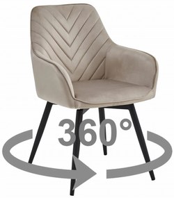Otočné jedálenské kreslo NANA360 VELVET, béžové