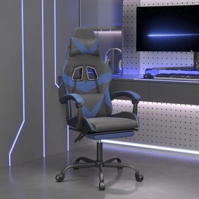 Otočná herná stolička s podnožkou čierna a modrá umelá koža 349555
