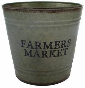 Kovový obal na kvetináč Farmers market, 25,5 x 24 cm