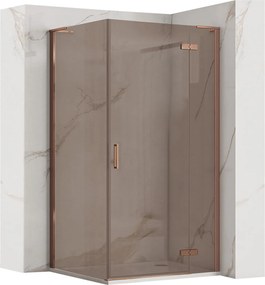 Rea Hugo, 1-krídlový sprchovací kút 100 (dvere) x 90 (stena) x 200 cm, 6mm šedé sklo, medený profil, KPL-K6970