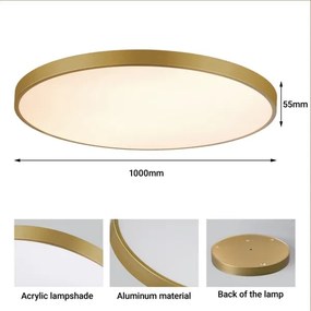 Immax NEO 07312L-LED stmievateľné stropné svietidlo SEMPLICI 128 W / 230 V, priemer 100 cm, Wi‑Fi Tuya, zlaté + diaľkové ovládanie