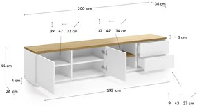 Biely TV stolík 200x44 cm Abilen – Kave Home