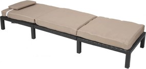 Záhradné lehátko HWC-A51 - krémové vankúše premium 10cm - antracit