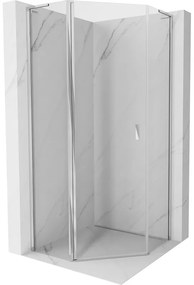 Mexen Mist L, päťuholníkový sprchový kút s krídlovými dverami, 80 x 80 cm, 8mm číre sklo, chrómový profil, 8A8L-080-080-01-00