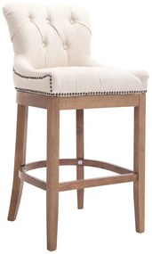 Barová stolička Buckingham - látka, drevené nohy svetlá antik - Krémová