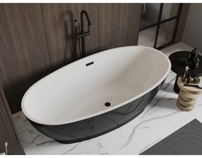 Mexen Bilbao, voľne stojaca vaňa 180 x 90 cm, biela-čierna, čierny matný prepad, 51311809075-70