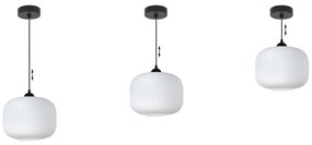 Závesné svietidlo Riffle 3, 1x biele sklenené tienidlo, b