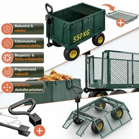 Transportný vozík HECTOR, max. 550kg, 110x75x52cm, zelený Gardebruk