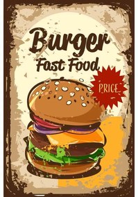 Ceduľa Burger - Fast Food 40 x 30 cm