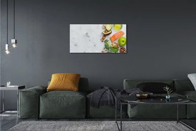 Obraz canvas Lososový olej jablko orechy 125x50 cm