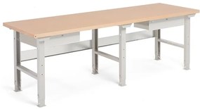 Dielenský stôl Robust s 2 zásuvkami, 2500x800 mm