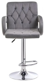 LuxuryForm DESIGN Barová stolička BOSTON VELUR na striebornom tanieri - šedá