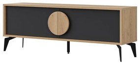 TV stolík v dekore duba v čierno-prírodnej farbe 140x51 cm Vae – Marckeric