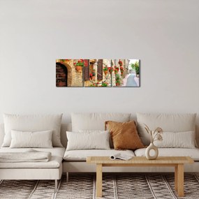 Obraz - Malebná Talianska ulička (s hodinami) (90x30 cm)