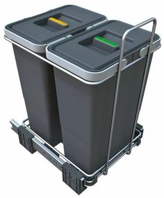 Vstavaný kôš na triedený odpad s rámom 8 + 8 l, sivá