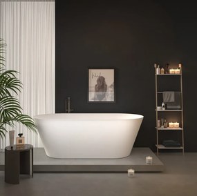 Erga Rhea, voľne stojaca vaňa 150x75 cm + odtoková zátka, biela lesklá, ERG-RHEA-150075-WH-WH