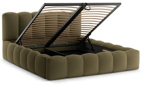 Zelená čalúnená dvojlôžková posteľ s úložným priestorom s roštom 200x200 cm Lupine – Micadoni