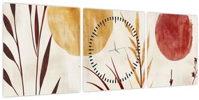Obraz - Rastliny a kruhy (s hodinami) (90x30 cm)