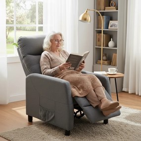 Relaxačné polohovateľné TV kreslo MODO — látka, sivá, nosnosť 130 kg