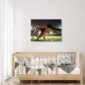 Sklenený obraz - Futbalisti v akcii (70x50 cm)