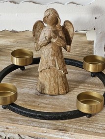 Čierno - zlatý antik kovový svietnik na 4 sviečky Ariana black/gold - Ø 23*5 cm