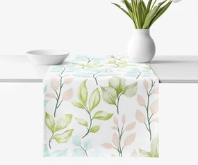 Goldea behúň na stôl 100% bavlnené plátno deluxe - maľované lístky 50x120 cm