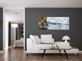 Obraz - Útes, akvarel (120x50 cm)