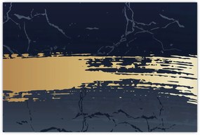 Obraz - Modrá a zlatá abstrakcia N⁰2 (90x60 cm)