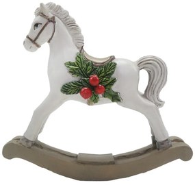 Dekorácia biely hojdací koník - 11*4*11 cm