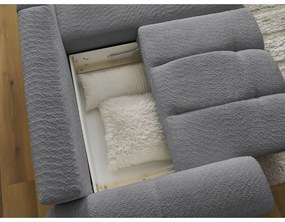 Sivá rozkladacia/s úložným priestorom rohová pohovka z textílie buklé (pravý roh/s leňoškou) Roxelane – Bobochic Paris