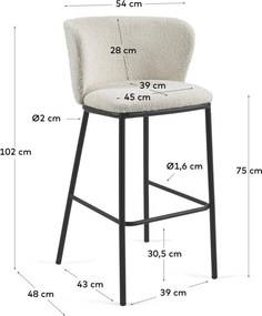Biela barová stolička (výška sedadla 75 cm) Ciselia – Kave Home