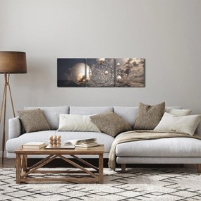 Abstraktný obraz - guľa (s hodinami) (90x30 cm)