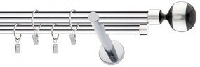 Dekorstudio Chrómová dvojradová garniža čierny VIVALDI 19mm Dĺžka: 120cm, Typ uchytenia: Držiak dvojitý modern, Typ príslušenstva: Bez príslušenstva