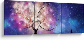 Obraz - Vesmírny strom (s hodinami) (90x30 cm)