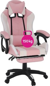 Kancelárske kreslo Juventa (s RGB LED osvietením) (ružová + biela). Vlastná spoľahlivá doprava až k Vám domov. 1040137