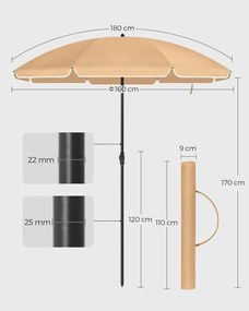 Slnečník SOLARA, Ø160cm, svetlá hnedá (taupe) SongmicsHome