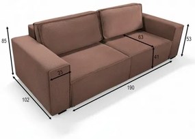 Rozkladacia trojmiestna pohovka s úložným priestorom RONDA červená