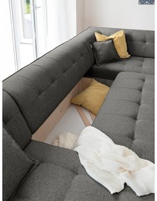 Tmavosivá rozkladacia pohovka do "U" Miuform Dazzling Daisy, pravý roh