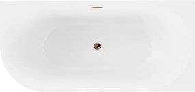 Mexen Mia, voľne stojaca rohová vaňa pravá 140 x 75 cm, biela/čierna, prepad ružové zlato, 52691407575P-60